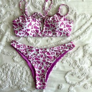 Lightly worn purple and white Zaful bathing suit.